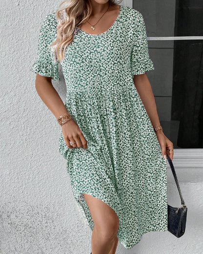 Signe™ | Elegant Blommig Midiklänning