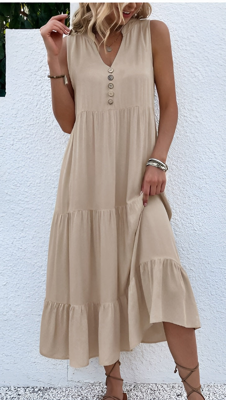 Linnea™ | Lätt och Elegant Sommarklänning med Knappar