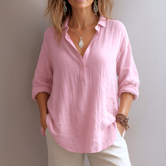Tyra™ | Elegant linneskjorta med V-ringning