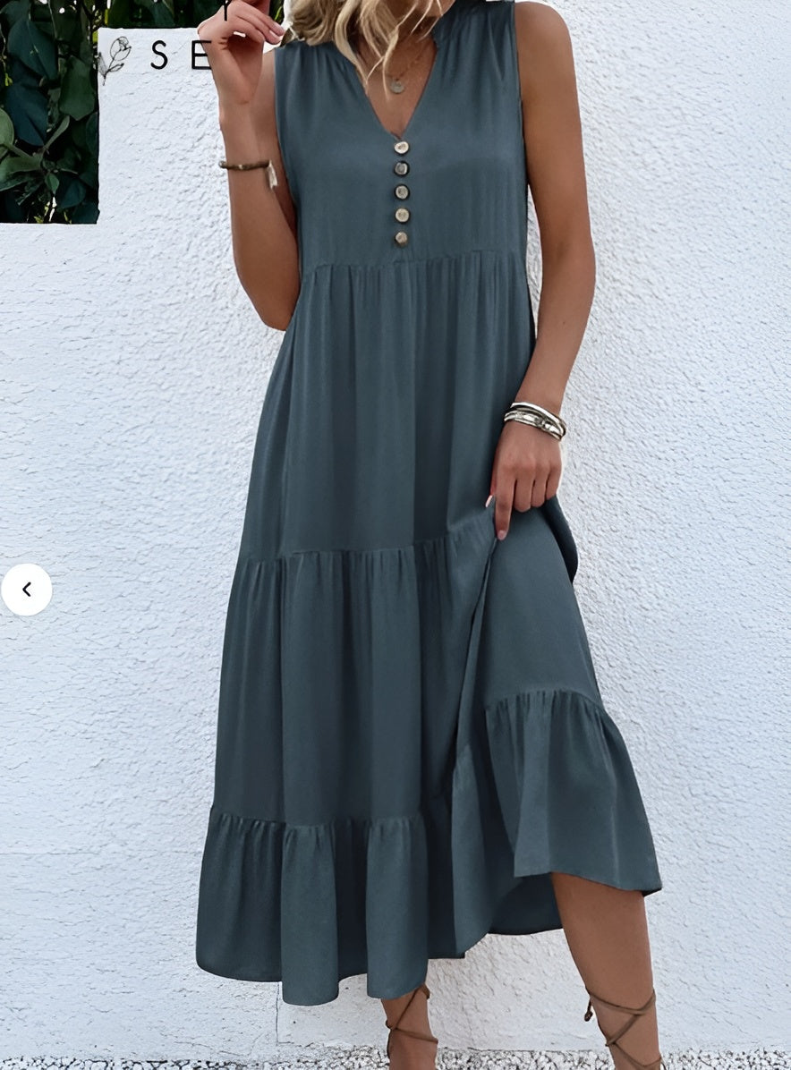 Linnea™ | Lätt och Elegant Sommarklänning med Knappar