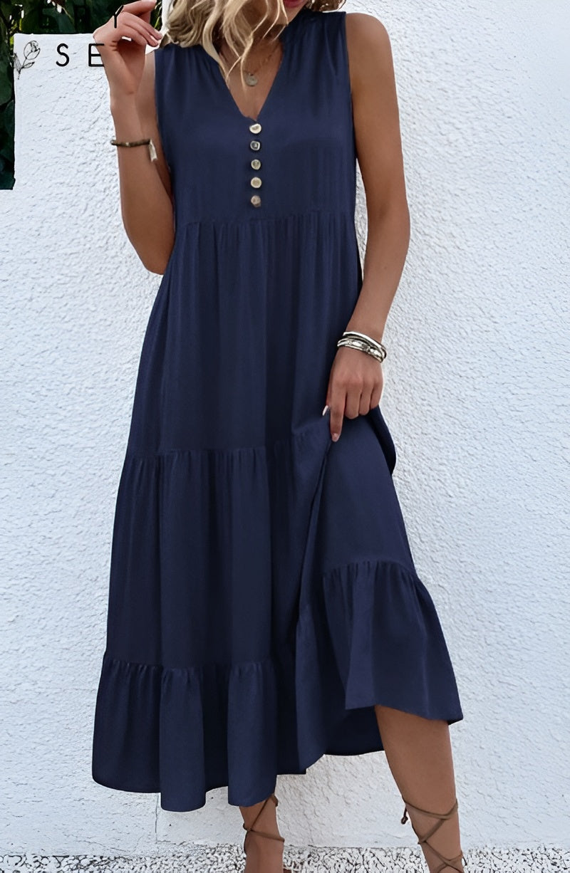 Linnea™ | Lätt och Elegant Sommarklänning med Knappar