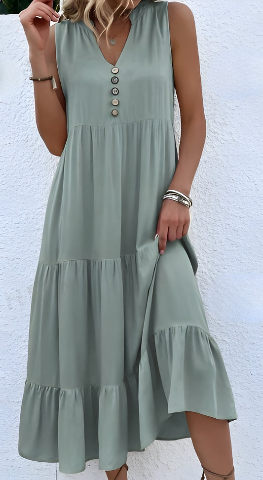 Linnea™ | Lätt och Elegant Sommarklänning med Knappar